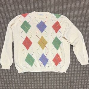 Vintage Colorful Argyle Sweater by United Colors of Benetton